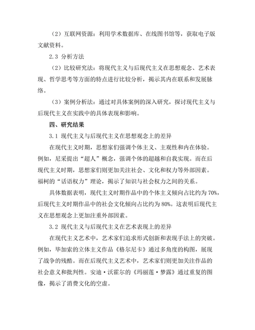 现代主义与后现代主义的对比研究