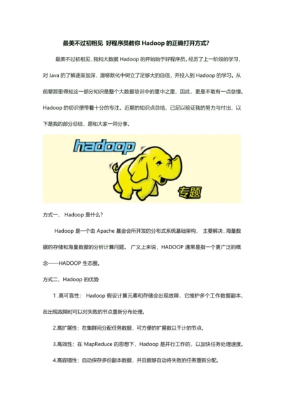 2023年最美不过初相见好程序员教你Hadoop的正确打开方式1.docx