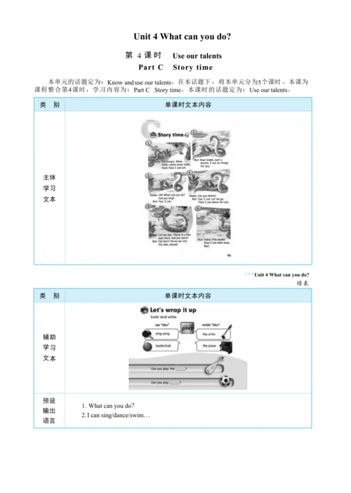 Unit 4 What can you do Part C    Story time大单元整体教学