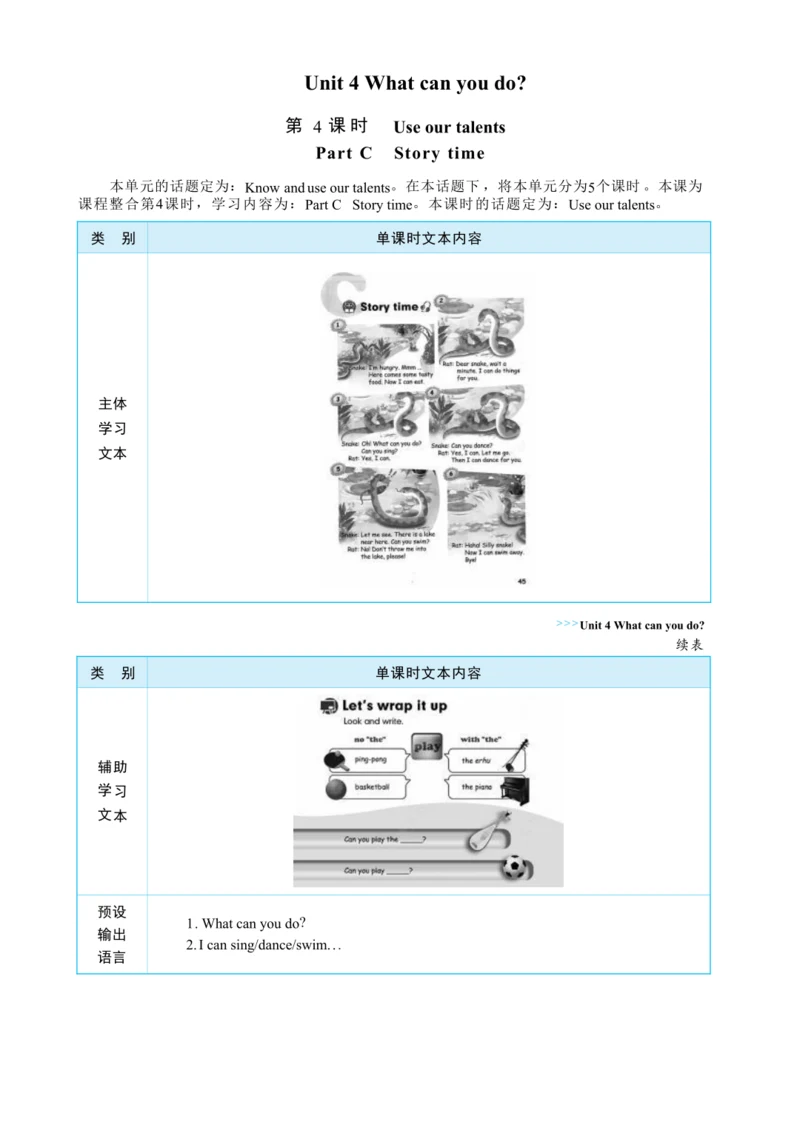 Unit 4 What can you do Part C    Story time大单元整体教学