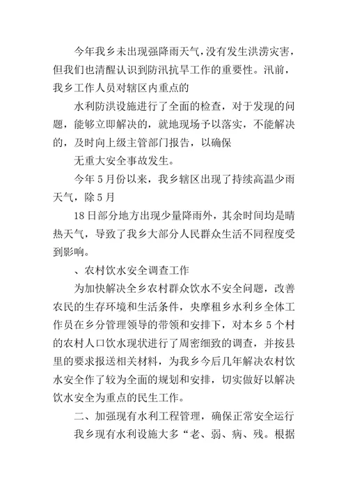 乡镇上半年水利站工作总结范文