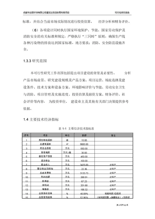 建筑垃圾再利用项目可行性研究报告V1.0