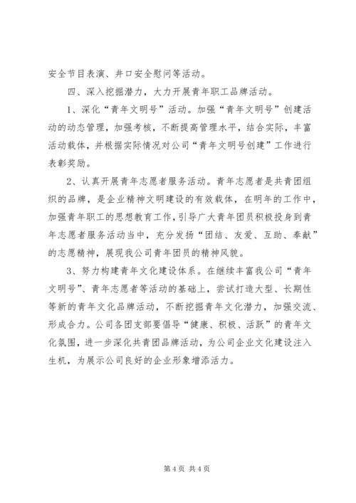 煤矿团委工作计划.docx