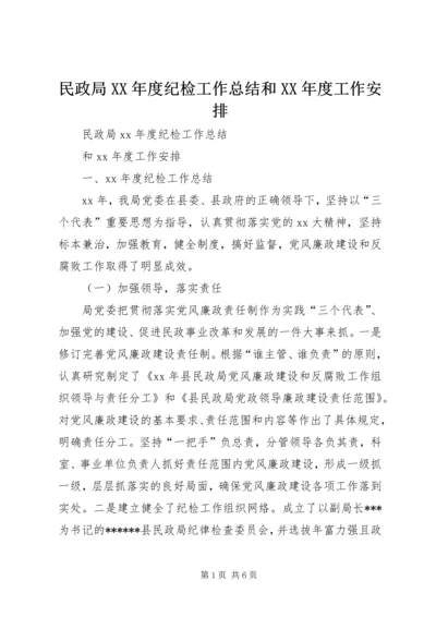 民政局XX年度纪检工作总结和XX年度工作安排.docx