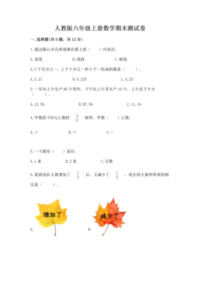 人教版六年级上册数学期末测试卷精品【达标题】.docx