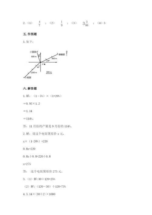 2022六年级上册数学期末考试试卷含答案【名师推荐】.docx