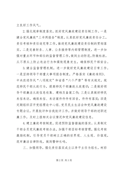 移民办党风廉政建设工作计划.docx