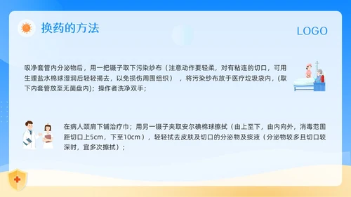 蓝色卡通气管切开换药流程PPT模板宣传PPT动态PPT