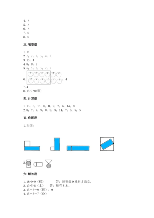 人教版一年级下册数学期中测试卷（黄金题型）.docx