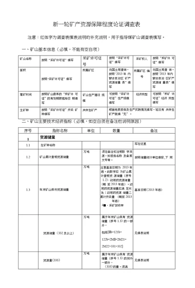 1煤矿山调查表填写要求