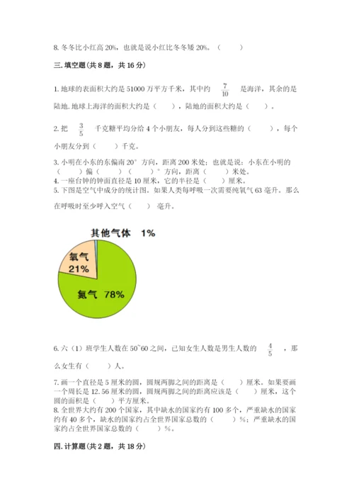 人教版六年级上册数学期末测试卷附答案【综合题】.docx