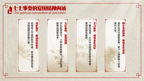 红色复古风+七七事变爱国主义教育讲座PPT模板