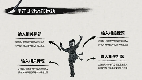 水墨古典大气中国武术武功ppt动态模板