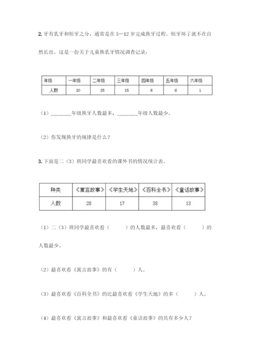 人教版二年级下册数学第一单元-数据收集整理-测试卷含答案【名师推荐】.docx