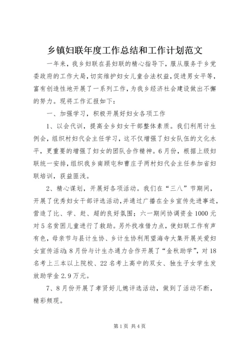 乡镇妇联年度工作总结和工作计划范文.docx