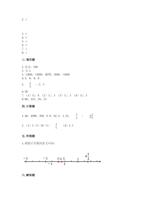 冀教版小学六年级下册数学期末综合素养测试卷含完整答案【网校专用】.docx