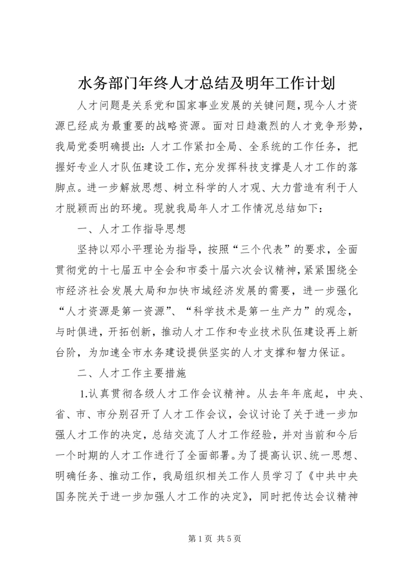 水务部门年终人才总结及明年工作计划.docx