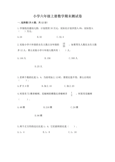 小学六年级上册数学期末测试卷含完整答案（全优）.docx
