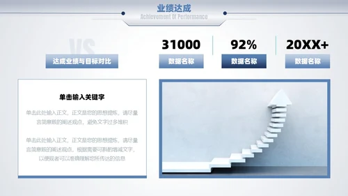蓝色励志简约渐变大气商务风向前看汇报述职通用PPT模板述职报告