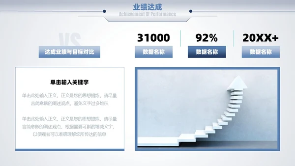 蓝色励志简约渐变大气商务风向前看汇报述职通用PPT模板述职报告