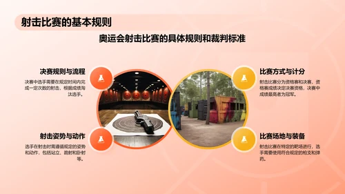 橙色3D风射击奥运项目科普PPT模板