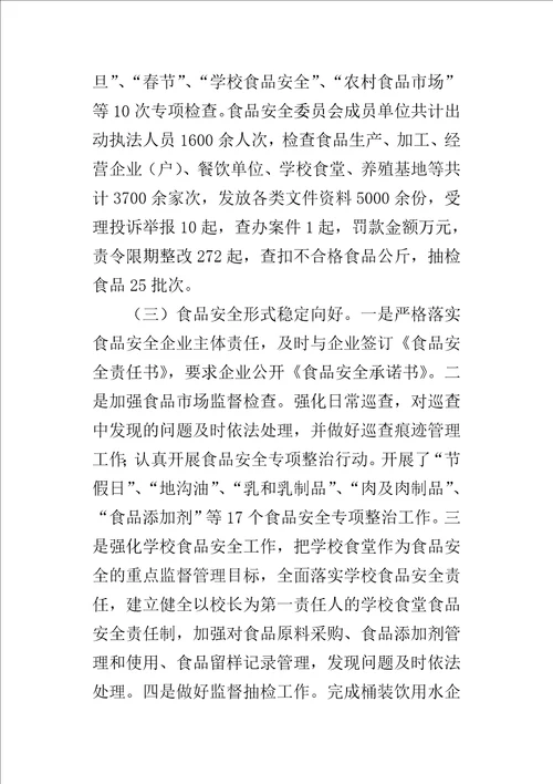 食药监卫生监督工作情况报告