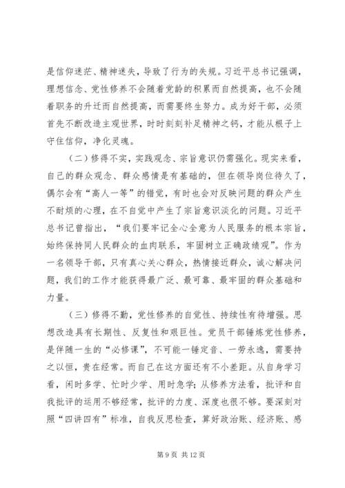 县委书记两学一做民主生活会对照检查材料（发言提纲）.docx