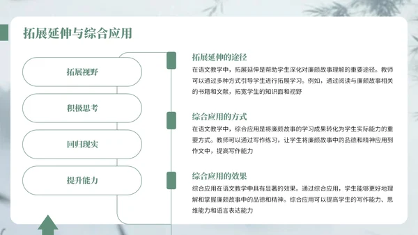 深绿色中国风廉颇生平介绍语文课件PPT