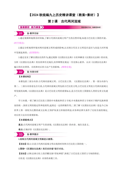 【2024秋统编九上历史精讲课堂（教案+素材）】第2课 古代两河流域  课件