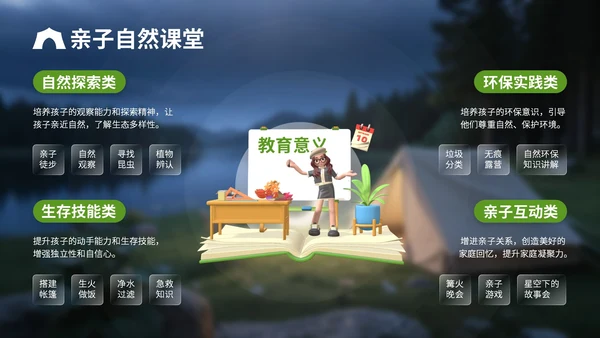 绿色3D立体风户外露营攻略