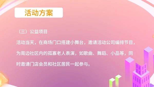 粉色孟菲斯风商场店庆大促优惠活动策划方案PPT模板