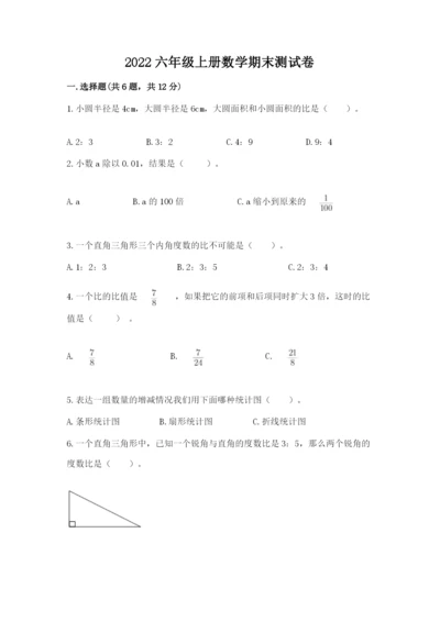 2022六年级上册数学期末测试卷及参考答案【综合卷】.docx