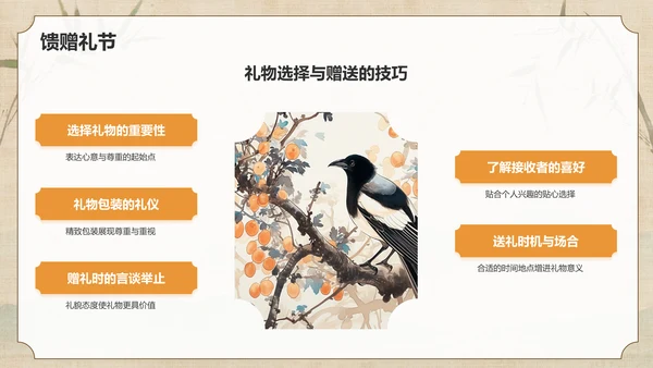 橙色水墨风文化礼仪PPT模板