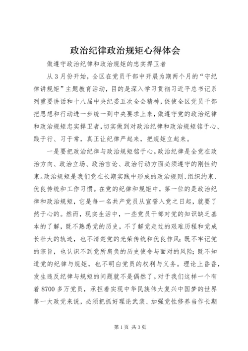 政治纪律政治规矩心得体会.docx