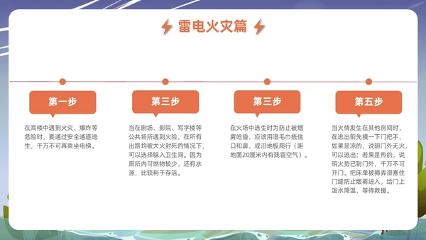 蓝色插画风格事故灾难安全教育抗灾自救主题班会安全培训