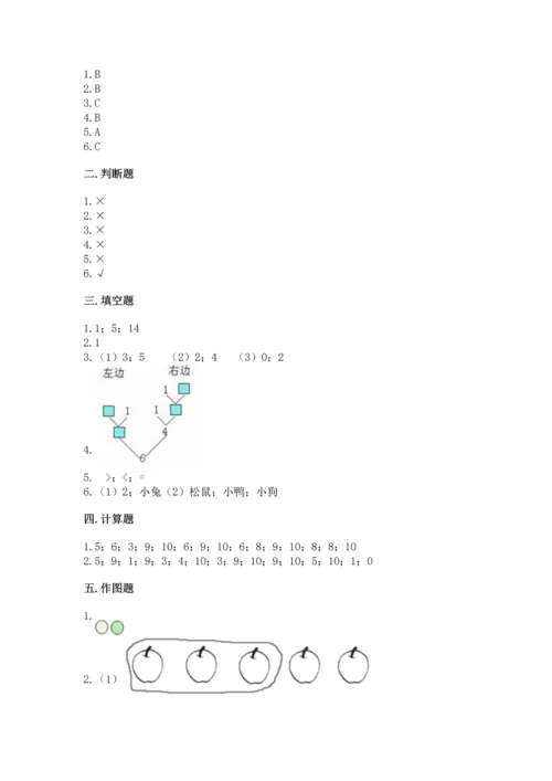 北师大版一年级上册数学期中测试卷附参考答案【轻巧夺冠】.docx