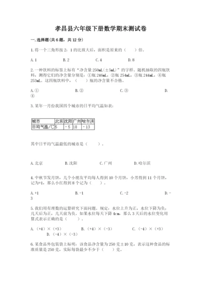 孝昌县六年级下册数学期末测试卷附精品答案.docx
