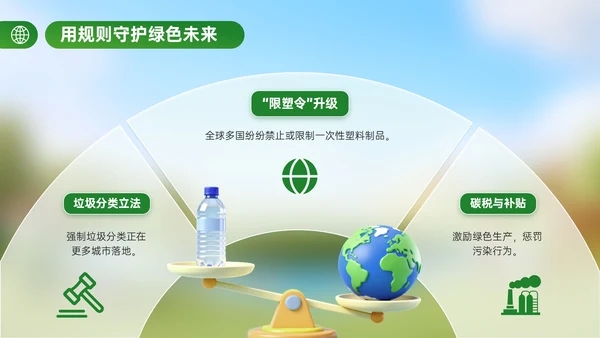 绿色立体风世界清洁地球日主题活动倡议PPT