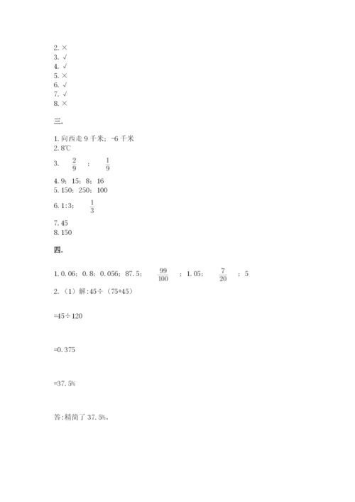 河南省平顶山市六年级下册数学期末测试卷（必刷）.docx