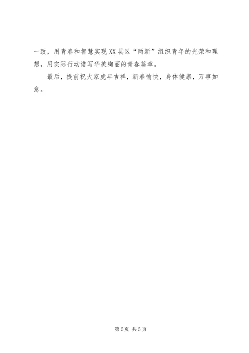 团市委副书记王金京在XX县区“两新”组织团工委成立大会上的讲话.docx