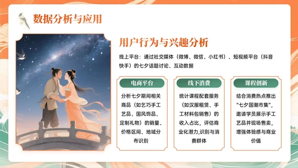 橙绿色中国风七夕文化体验课主题PPT模板