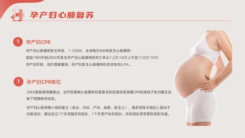 粉色红色简约形状实拍新版孕妇心肺复苏动态PPT心脏复苏
