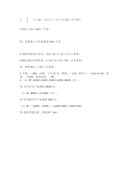 小学六年级数学摸底考试题附答案（a卷）.docx