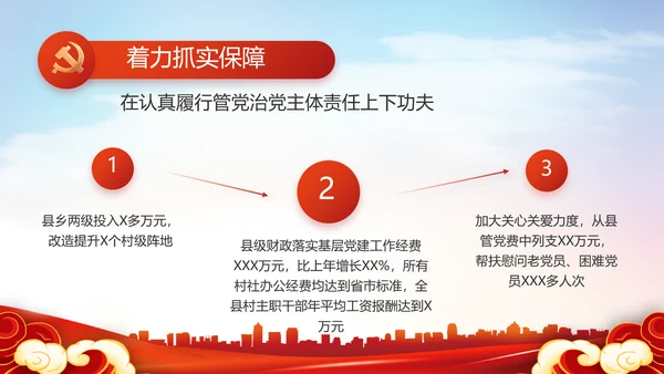 红色大气党建党支部政府工作汇报PPT