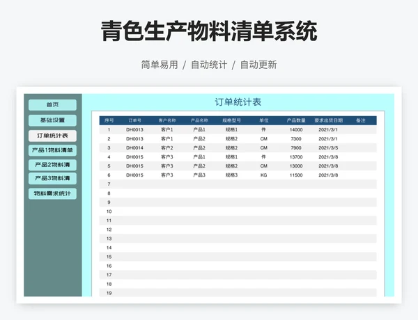 青色生产物料清单系统