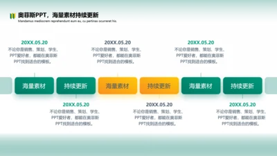绿色简约风流程关系6项PPT单页