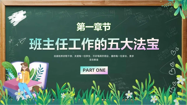 可爱卡通风班主任经验交流课件PPT模板