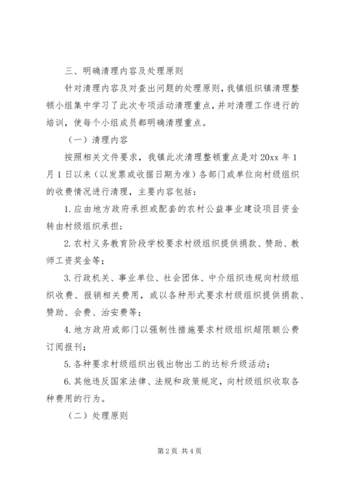 向村级组织收费专项清理整顿活动情况汇报.docx