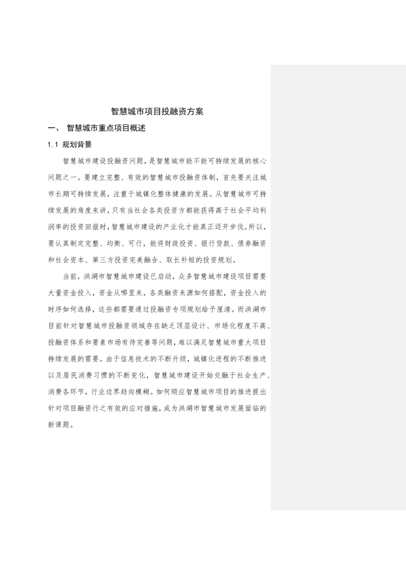 洪湖市智慧城市项目投融资方案.docx