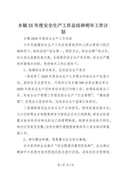 乡镇某年度安全生产工作总结和明年工作计划.docx